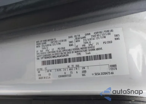 2018 Ford Transit-350 from USA, damaged, VIN 1FTBW2CM6JKA52630